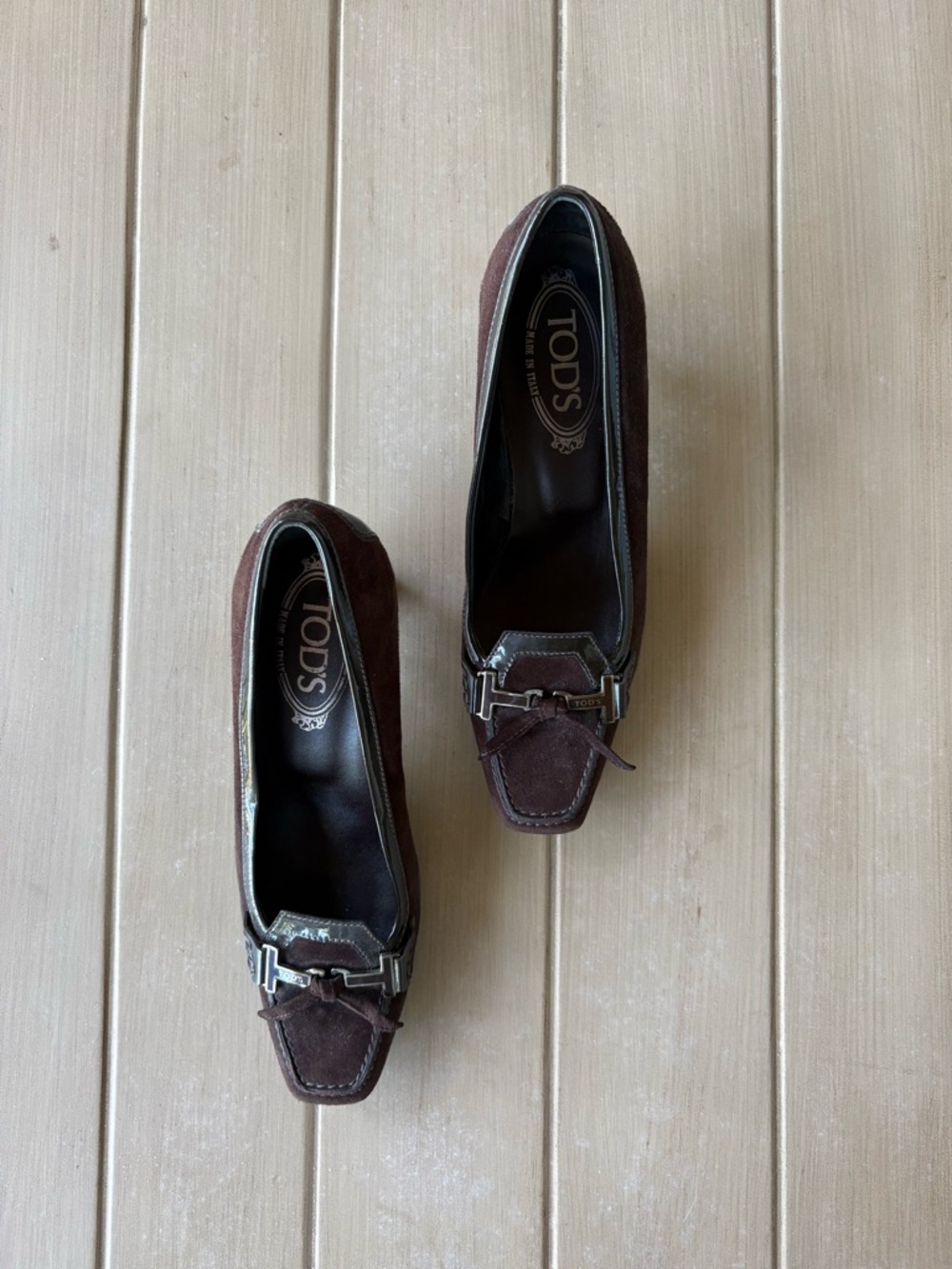Tod's Timeless Classic Brown Suede Block Heel Loafers With Logo. Women’s EU 37 - Picture 8 of 16